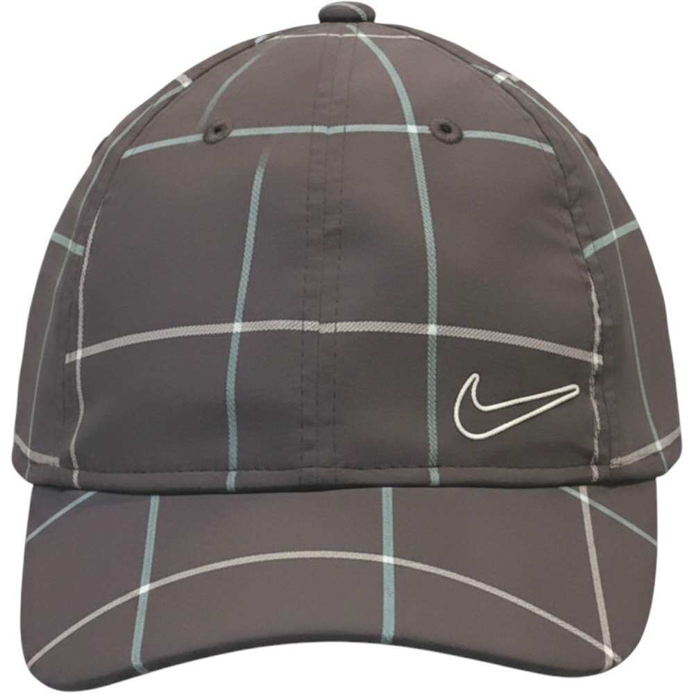 Vintage Y2K  Nike Golf Charcoal Gray Grid Dad Hat Stitch Swoosh Strapback Cap